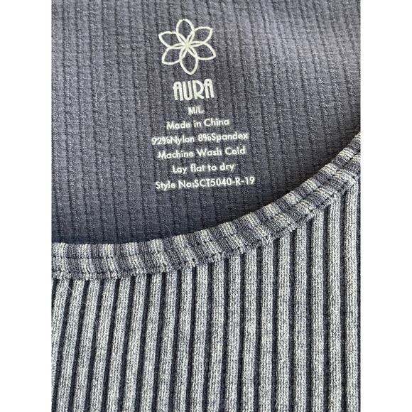 AURA Girls M/L Grey ribbed t-shirt - Picture 3 of 5